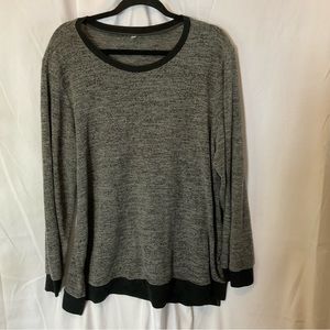 Women’s Plus Size Gray Heather Black Ringer Long Sleeve Sweater Size XXL